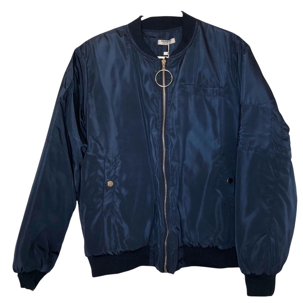 NWT Zeegoo Varsity/Bomber Jacket Blue Large